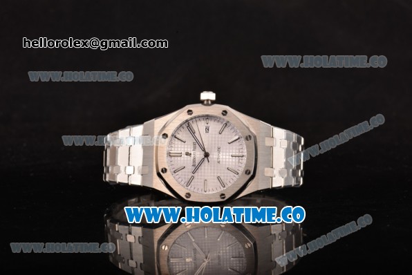 Audemars Piguet Royal Oak 41 Miyota 9015 Automatic Full Steel with White Dial and Silver Stick Markers (EF) - Click Image to Close